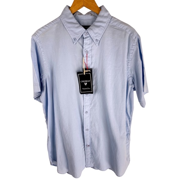 Cremieux Washed Down Short Sleeve Button Down Shirt Mens Light Blue - Picture 1 of 9